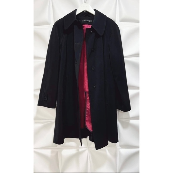 Anne Klein Womens Sz 10 Long Black Satin Lined Coat Removable Lining RARE - Picture 7 of 9